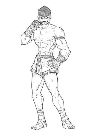 Muay Thai martial art のイラスト素材