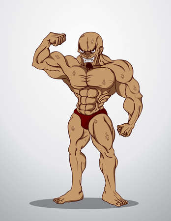 Bodybuilder Fitness Illustration のイラスト素材