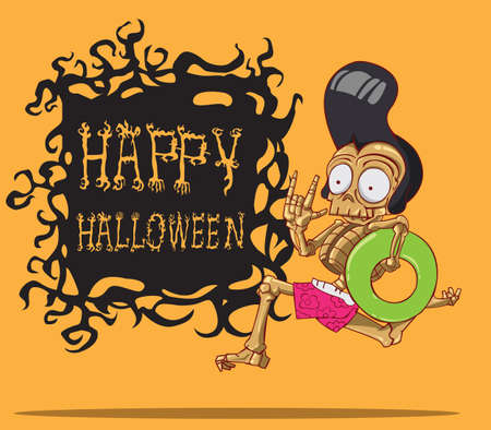 Death is a skeleton  Happy Halloweenのイラスト素材