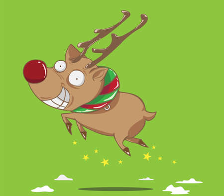 reindeer flyingのイラスト素材
