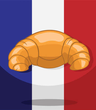 Croissant Bakery  French Flag backgroundのイラスト素材