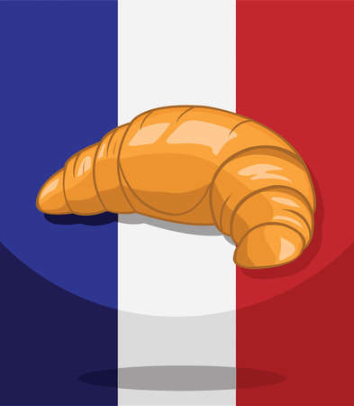Croissant Bakery  French Flag backgroundのイラスト素材