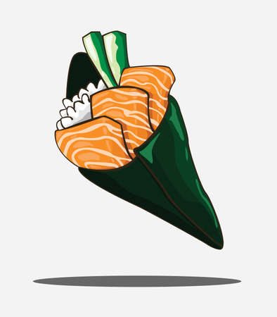 temaki sushi salmon  Vector and illustrationのイラスト素材