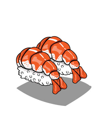 Shrimp sushi isolated on white backgroundのイラスト素材