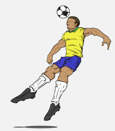 Vector illustration Soccer player kicking the ballのイラスト素材