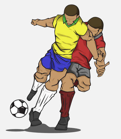 Vector illustration two players fighting for the ballのイラスト素材