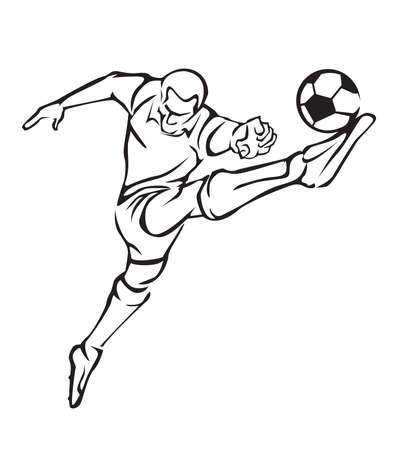 Soccer player kicking the ball. Vector illustrationのイラスト素材