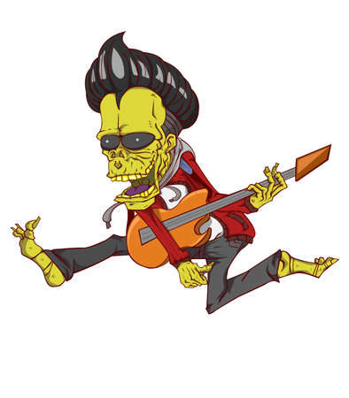 Zombie guitar player. Monster in Halloween nightのイラスト素材