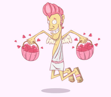 Cupid cartoon  vector and illustration. valentine dayのイラスト素材