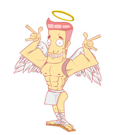 Cupid cartoon and illustration. valentine dayのイラスト素材