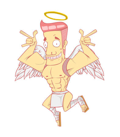 Cupid cartoon and illustration. valentine dayのイラスト素材