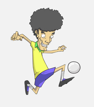 soccer player action kick the ball.  cartoon vector and illustrationのイラスト素材