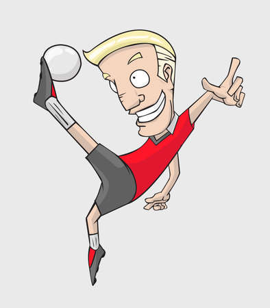 soccer player action kick the ball.  cartoon vector and illustrationのイラスト素材