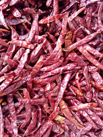 Close up view of dried chili pepperの素材