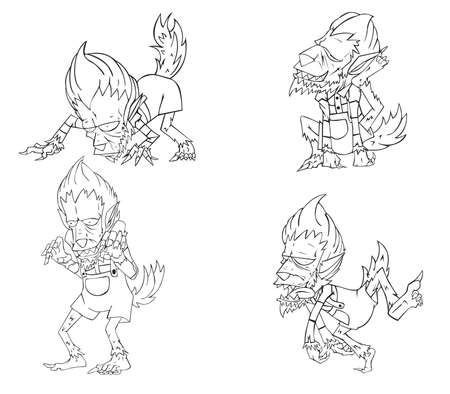 Werewolf Character vector. Monster in Halloween nightのイラスト素材