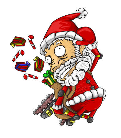 Santa claus with bag of gifts isolated on whiteのイラスト素材