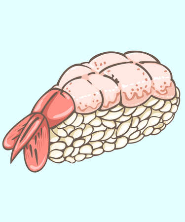Shrimp sushi. Sea food sushi japanese food style. Omakase sushi and sashimi restaurant. Isolated vector and illustration .のイラスト素材