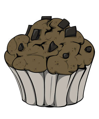 Chocolate muffin.cupcake chocolate ship Homemade bakery. Vector and illustration with isolated on white backgroundのイラスト素材
