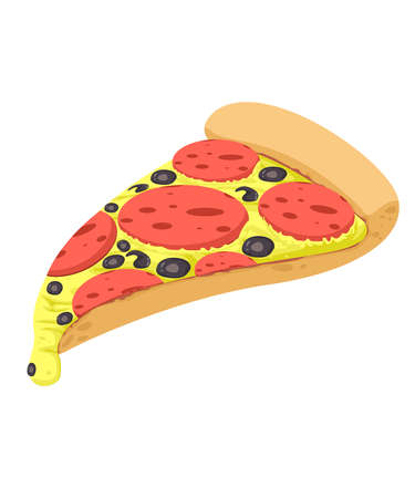 Pepperoni pizza on top of cheese. and have soft dough with ketchup It's food for a party. vector and illustration with isolation and white backgroundのイラスト素材