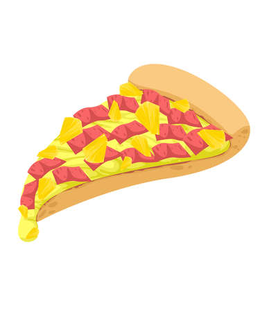 Pizza hawaiian cheese hame and pineapple slice. Vector and illustration with isolation and white backgroundのイラスト素材