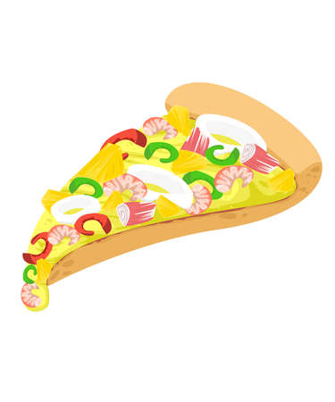 Pizza seafood slice. Vector and illustration with isolation and white backgroundのイラスト素材