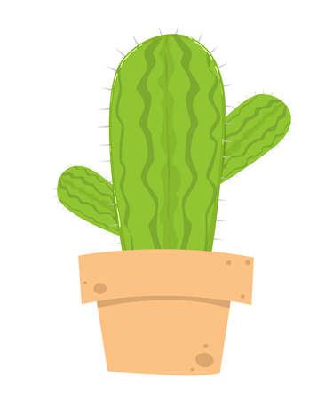 cute cactus in a plant pot. vector and illustration white background and isolationのイラスト素材