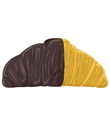 Croissant light brown bread chocolate coating. White background and isolation. vector and illustationのイラスト素材