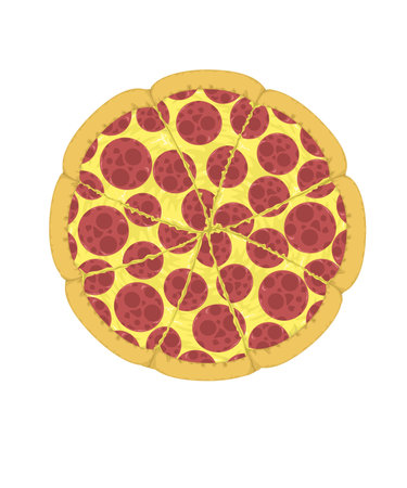 Pepperoni pizza on top of cheese. and have soft dough with ketchup It's food for a party. vector and illustration with isolation and white backgroundのイラスト素材