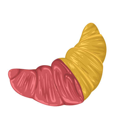Bakery Croissant light brown bread strawberry chocolate coating. white background and isolation. vector and illustationのイラスト素材