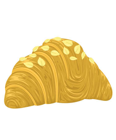 Bakery Croissant light brown bread almonds on top. white background and isolation. vector and illustrationのイラスト素材