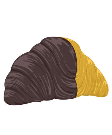 Croissant light brown bread chocolate coating. White background and isolation. vector and illustationのイラスト素材