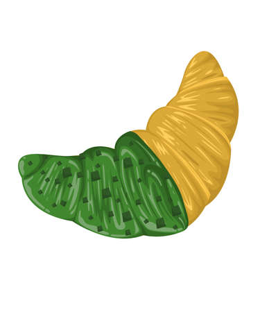 Bakery Croissant light brown bread green tea chocolate coating. white background and isolation. vector and illustationのイラスト素材