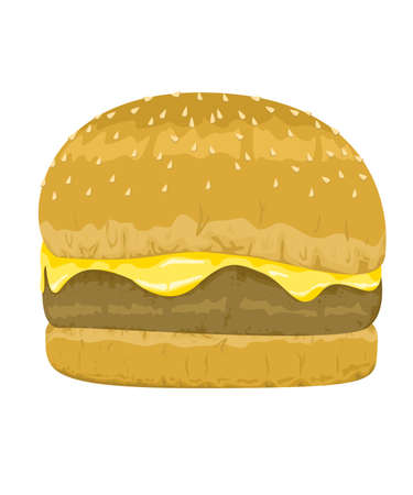 Fast food burgers with cheese and meat batter. vector and illustration isolation and white backgroundのイラスト素材