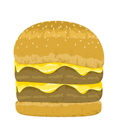Fast food burgers with cheese and meat batter. vector and illustration isolation and white backgroundのイラスト素材