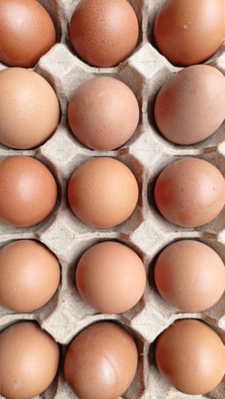 closeup fresh eggs paper trayの写真素材