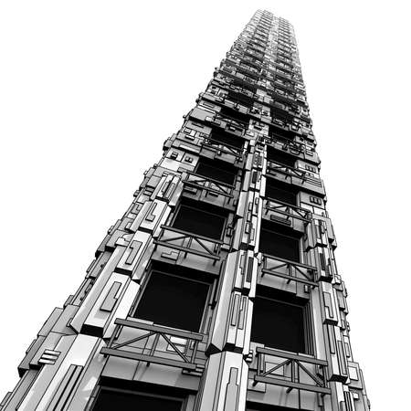 Futuristis Industry Skyscraper on White Background