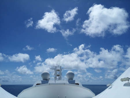 white Cruise ship relaxing blue sky in the oceanの写真素材