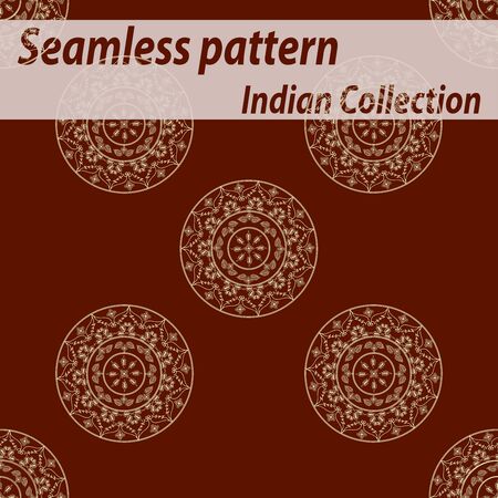 seamless decorative background, seamless ethnic background.   background in ethnic style, Indian ornament, circular background  in ethnic style.のイラスト素材