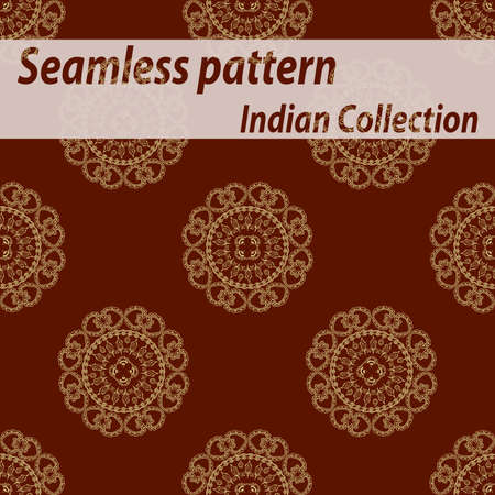 seamless decorative background, seamless ethnic background.   background in ethnic style, Indian ornament, circular background  in ethnic style.のイラスト素材