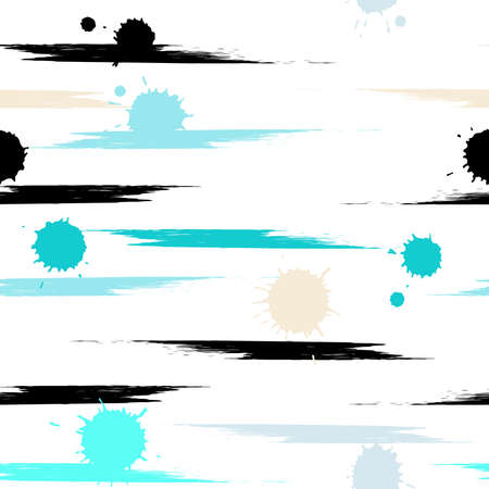 Cute vector seamless pattern . Brush strokes and blots.  Endless texture can be used for printing onto fabric or paper.のイラスト素材