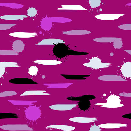 Cute vector seamless pattern . Brush strokes and blots.  Endless texture can be used for printing onto fabric or paper.のイラスト素材