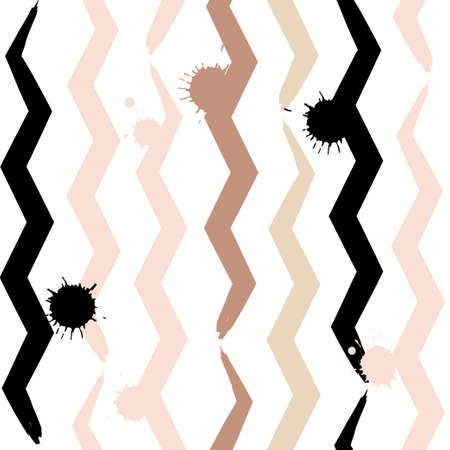 Cute vector seamless pattern . Wavy lines, brush strokes and blots.  Endless texture can be used for...