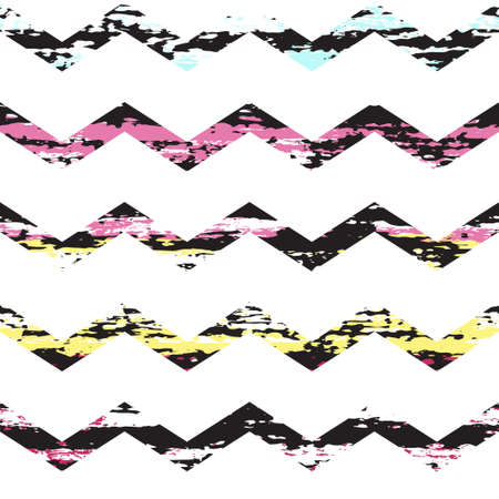 Cute vector geometric seamless pattern. Brush strokes, wavy lines. Hand drawn grunge texture....