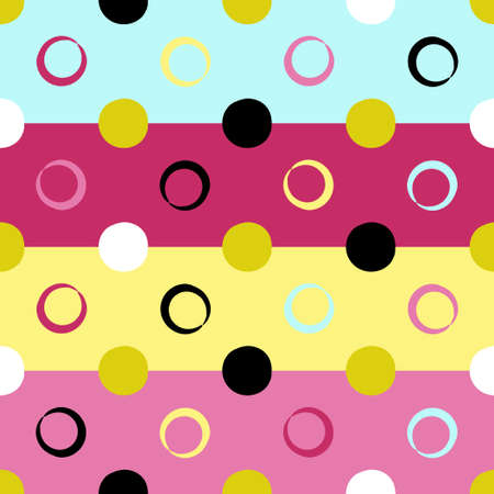 Cute vector geometric seamless pattern . Polka dots. Brush strokes. Abstract forms. Endless texture can be used for printing onto fabric or paper.のイラスト素材