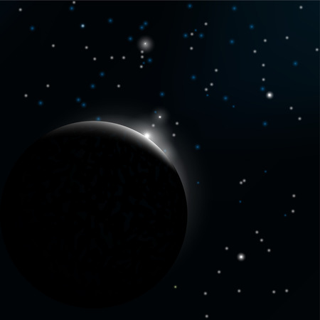 Night sky with stars and planet. Vector.のイラスト素材