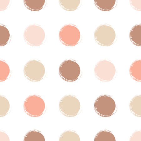 Cute vector geometric seamless pattern. Brush strokes. Polka dots and blots. Hand drawn grunge texture. Abstract forms. Endless texture can be used for printing onto fabric or paper.のイラスト素材