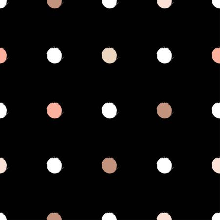 Cute vector geometric seamless pattern. Brush strokes. Polka dots and blots. Hand drawn grunge texture. Abstract forms. Endless texture can be used for printing onto fabric or paper.のイラスト素材