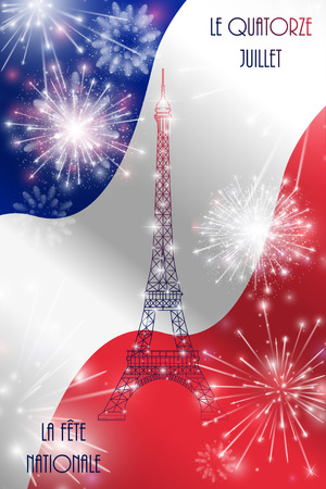 Vector illustration, card, banner or poster for the French National Day, Bastille Day. The inscription in French, English translation July Fourteenth, National Day.のイラスト素材