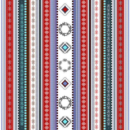 Ethnic boho seamless pattern. Tribal art print. Indian traditional ornament. Colorful border...