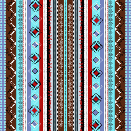 Ethnic boho seamless pattern. Tribal art print. Indian traditional ornament. Colorful border...